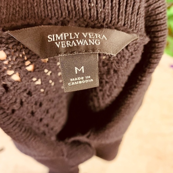 New Simply Vera Wang Women’s Medium Button Down Crotchet Black Cardigan NWT - Picture 10 of 12